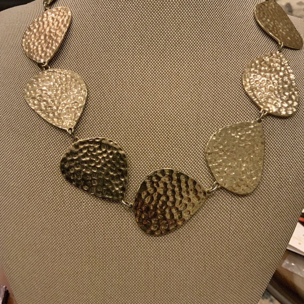 Squire hammered gold coin style necklace